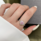 Romantic Pink Heart CZ Ring with Pavé Band – 1ct Look