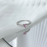 Pink Heart-Cut CZ Ring with Pavé Band in Sterling Silver (0.50 CT Look)
