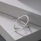 Crisscross Pavé CZ Statement Ring in Sterling Silver