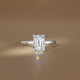 Emerald Cut Solitaire Moissanite Engagement Ring