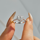 Heart Cut Halo Moissanite Engagement Ring