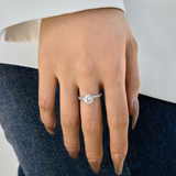 Round Cut Moissanite Engagement Ring with Multi-Row Pavé Band