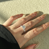 Round Cut Moissanite Engagement Ring with Multi-Row Pavé Band