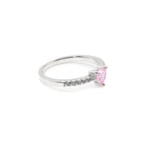 Pink Heart-Cut CZ Ring with Pavé Band in Sterling Silver (0.50 CT Look)