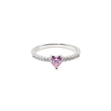 Pink Heart-Cut CZ Ring with Pavé Band in Sterling Silver (0.50 CT Look)