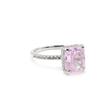Pink Radiant Cut CZ Statement Ring in Sterling Silver