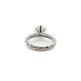 Round Cut Moissanite Engagement Ring with Multi-Row Pavé Band