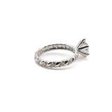 Round Cut Moissanite Engagement Ring with Multi-Row Pavé Band