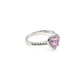 Romantic Pink Heart CZ Ring with Pavé Band – 1ct Look