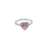 Romantic Pink Heart CZ Ring with Pavé Band – 1ct Look
