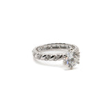 Round Cut Moissanite Engagement Ring with Multi-Row Pavé Band