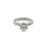 Round Cut Moissanite Engagement Ring with Multi-Row Pavé Band